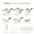 thumbnail image 2 of Carote 21-Piece Nonstick Pots and Pans Set, Ceramic Cookware Set with Steamer, Induction Compatible, White, 2 of 8