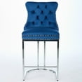thumbnail image 2 of 25" Counter Height Bar Stools Set of 2, Modern Velvet Barstools with Button Back&Rivet Trim Upholstered Kitchen Island Chairs with Sturdy Chromed Metal Base Legs Farmhouse Bar Stools, (Blue,2 Pack), 2 of 9