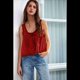thumbnail image 3 of Blusas de Verano Bohemias con Lazo Frontal para Mujer, Blusas Playeras de Encaje con Botones, Sin Mangas, de de , Y2k 2025 Vino Tinto L, 3 of 6