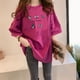 thumbnail image 3 of Camiseta de mujer estampada de manga corta con cuello redondo, camiseta holgada de verano, rosa roja, L sidaley  AP001204-38B, 3 of 7