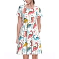 thumbnail image 1 of Bixox Robe d'Été à Manches Courtes pour Femmes Robe Ample Longueur Genou avec Poches-Dinosaure, 1 of 7