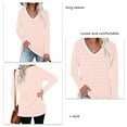 thumbnail image 1 of Sudadera suelta de manga larga lavable a máquina con abertura lateral y cuello en V a rayas fácil de combinar para vacaciones ANGGREK Otros, 1 of 5