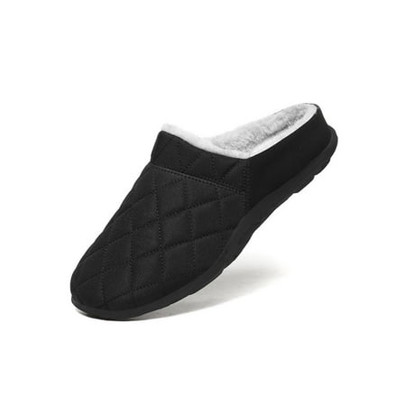 

Colisha Men Slip On Closed Toe Warm Slippers Solid Color Plush Comfy Home Shoes