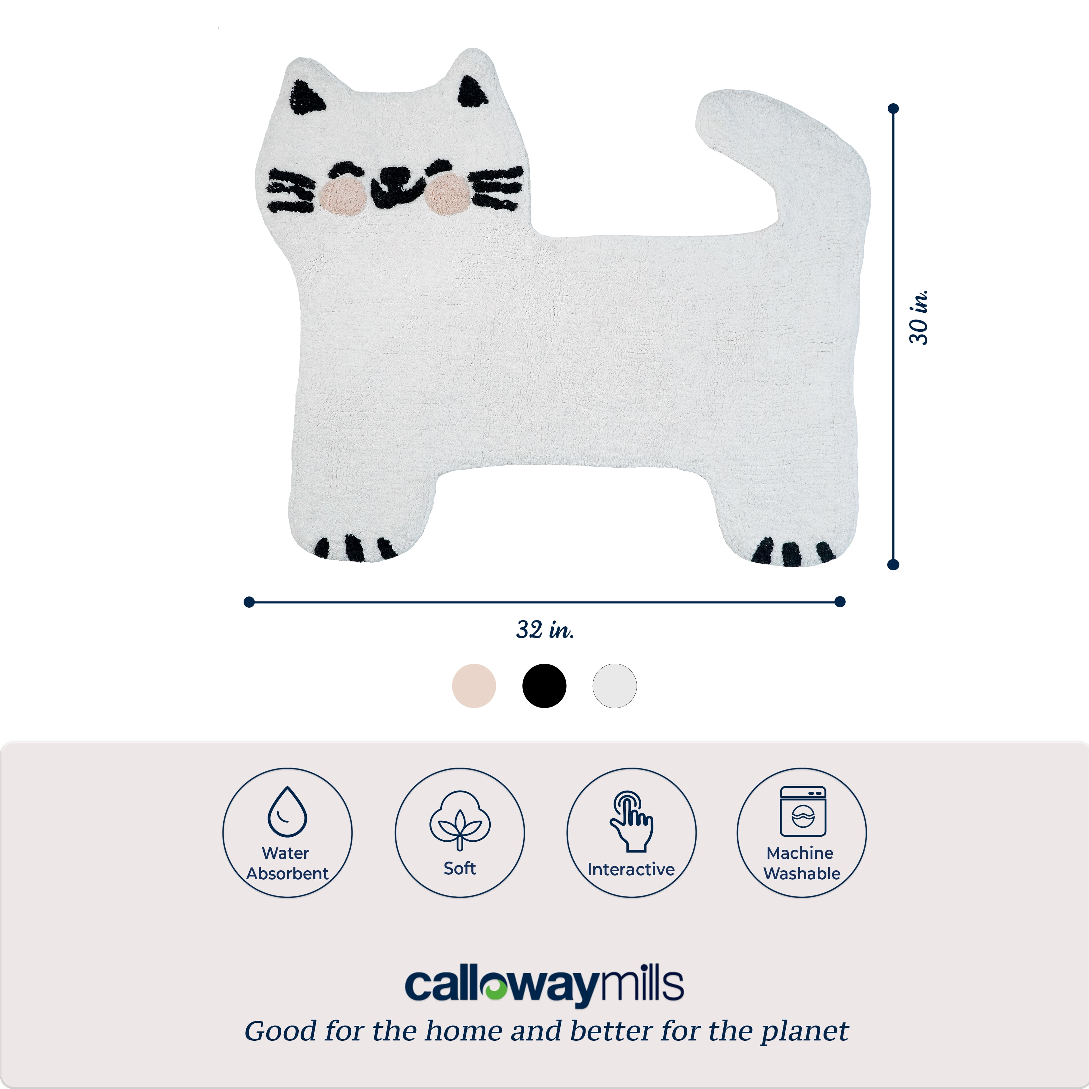 Calloway Mills 114433032 White Kitty 30” x 32”