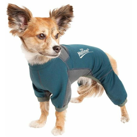 Dog Helios YGHL8BLXS Rufflex 4-Way-Stretch Breathable Full Bodied Performance Dog Warmup Track Suit - Blue & Grey&#44; Extra Small