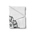 thumbnail image 2 of Sun Soft Flannel Fleece Throw Blanket, Monochrome Ornamental Zentangle Heavenly Body with Human Face Design Pattern, Cozy Plush for Indoor and Outdoor Use, 60" x 80", Black White, by Ambesonne, 2 of 5
