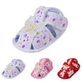 thumbnail image 4 of Otqutp Kids Girls Flat Wide Sandals Bow Lace Canvas Flower Adjusted Strap Open Toe Shoes Summer Barefoot Glitter Princess Shoes, 4 of 6