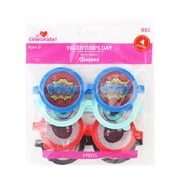 Way To Celebrate Valentine's Day Party Favors, Glasses, 4 Count