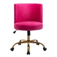 thumbnail image 3 of Accent Office Computer Desk Swivel Velvet Desk Chair with Nailhead Trim and Metal Legs, Height Adjustable Vanity Chair Rolling Tufted Chair for Living Room Bedroom Lounge, Fushia, 3 of 8