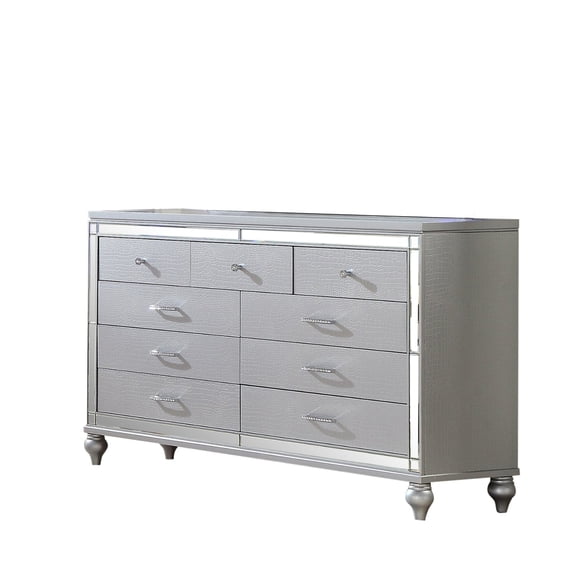 Sterling Mirror Framed Dresser Made With Wood in Silver Color