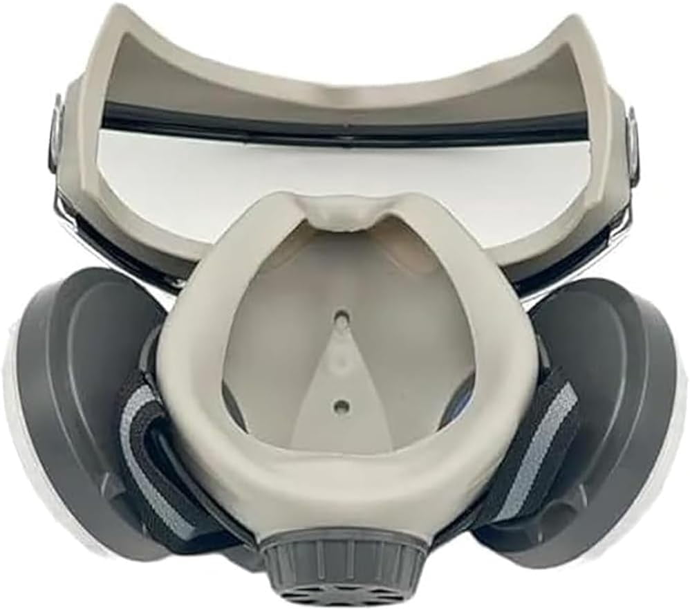 Dust Proof Integrated Respirator Mask, Industrial Grade Face Shield for Spray Painting & Grinding, Reusable Paint Respirator with Replaceable Filters (With Filter Face Accessories)