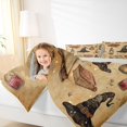 thumbnail image 3 of Manfei Vintage Witch Hat Queen Bedding 7pcs, Happy Halloween Bedding Comforter Set Queen, Beige Brown Black,Grey Reversible, 3 of 7