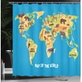 thumbnail image 4 of Ambesonne Blue White Shower Curtain, Flat Map of World, 69"Wx75"L, Blue Pale Orange Brown, 4 of 5