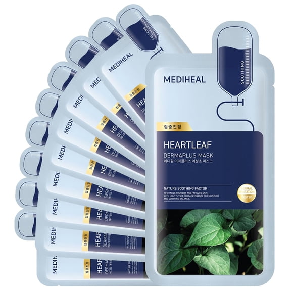 Mascarilla Mediheal Dermaplus Heartleaf Vegan, 10 unidades