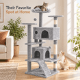thumbnail image 7 of 54" Multi-Level Cat Tree Tower with Sisal Scratching Posts, 2 Cozy Condos, Perches, Climbing Ladder, and Hanging Toys, Stable Indoor Kitten Activity Center, 7 of 7