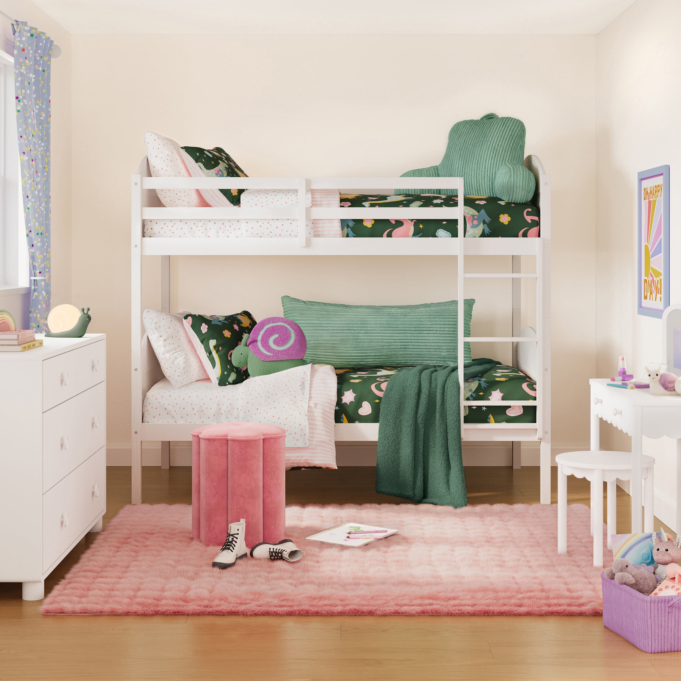 Mainstays Kids Wood Twin-over-Twin Bunk Bed, White