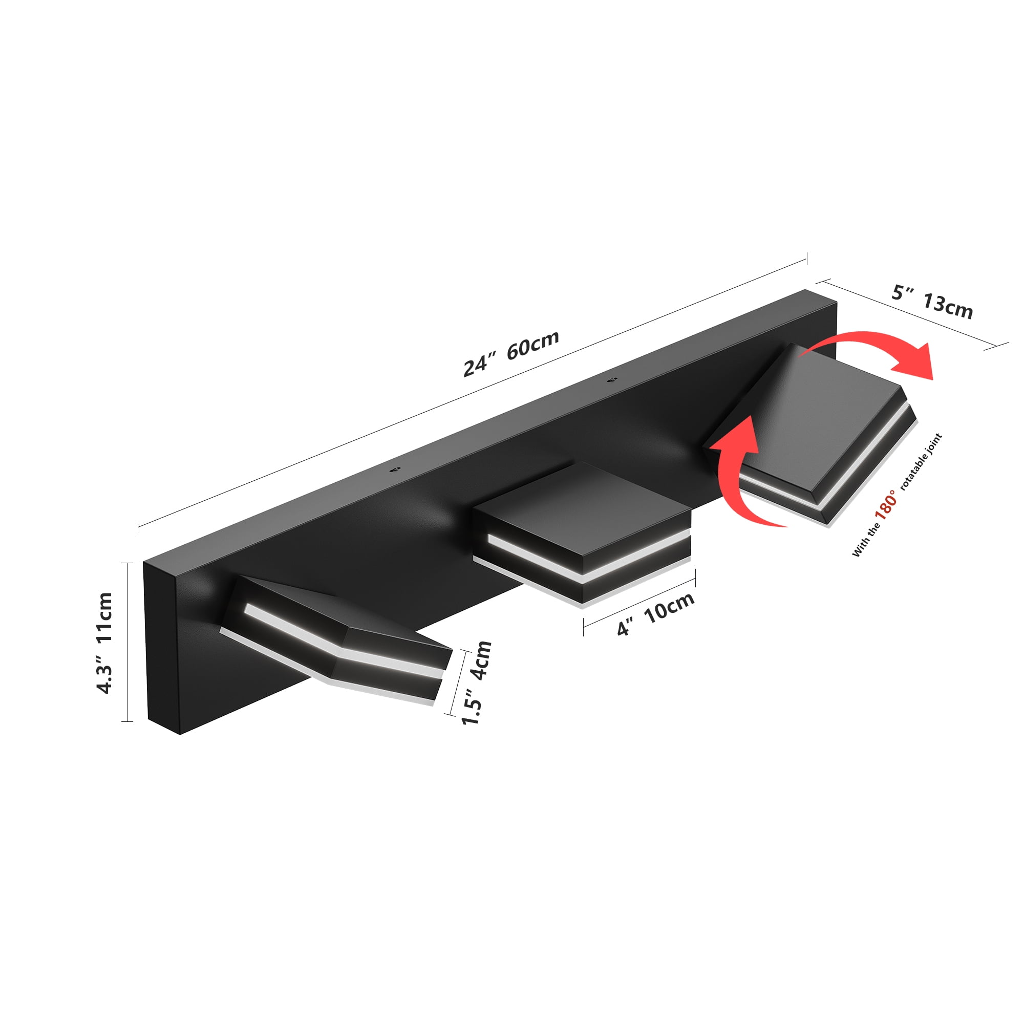 Miniyam 3-Lights LED Vanity Light, Modern Wall Sconce for Bathroom Over Vanity Mirror, Dimmable Light Fixture, Black