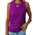 thumbnail image 2 of Womens Crew Neck Tank Tops Sleeveless T Shirts Summer Solid Color Casual Loose Fit Tee Shirt, 2 of 3