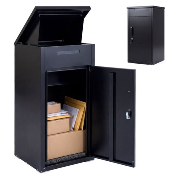 2-in-1 Lockable Mailbox & Package Delivery Box, 88LBS Capacity Galvanized Steel Outdoor Mailbox, Anti-Theft Waterproof Black Parcel Storage Box for Porch Curbside CY