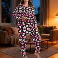 thumbnail image 4 of FDGIU ‌‌‌‌Women's Heart Print Pajamas Plus Size - Long Sleeve Button Up & Pants Comfy Sleepwear Set, 4 of 7