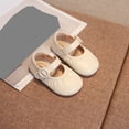 thumbnail image 5 of Kids Girls Unisex Flats Non-Slip PU Faux Leather Round Toe Dress Shoes for Wedding School Daily Wear Beige,Size 10, 5 of 8