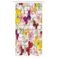 thumbnail image 1 of Butterflies Stall Shower Curtain, Flowers and Text Camellia Love Letters Romantic Calligraphy Classics Antique, Fabric Bathroom Set with Hooks, 36W X 72L Inches Long, Multicolor, by Ambesonne, 1 of 1