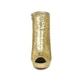 thumbnail image 6 of BLISSFUL STEP Women's Glitter Peep Toe Platform Block High Heel Boots Gold 6, 6 of 8