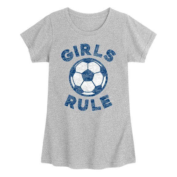 Instant Message - Girls Rule Soccer - Youth Girls Fitted Short Sleeve T-Shirt