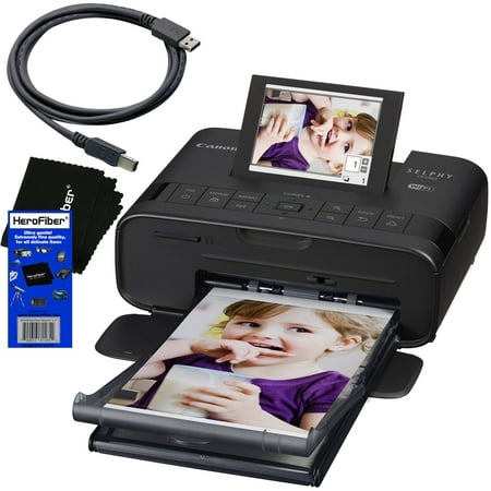 Canon SELPHY CP1300 Wireless Compact Photo Printer (Black) + USB Printer Cable + HeroFiber Ultra Gentle Cleaning