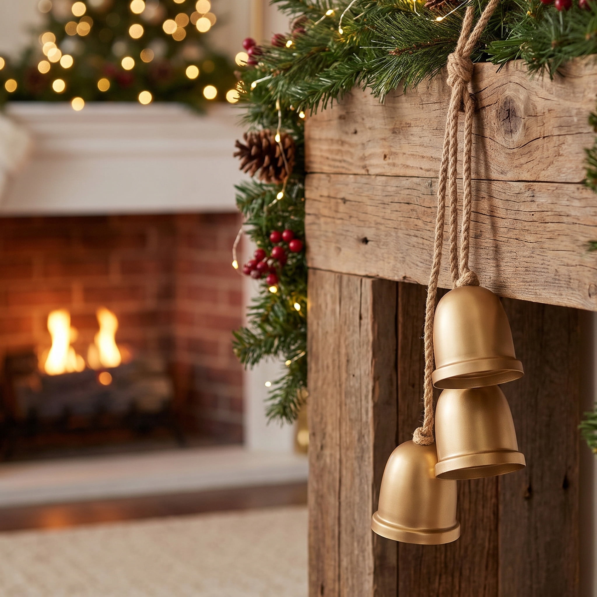 Metal Trio Bells Hanging Christmas Decoration, Gold, 22", by Holiday Time