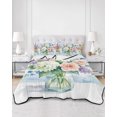 thumbnail image 2 of Quilt King Size Bedding Set, Elegant Flowers Reversible Summer Quilt 3 Pieces, Farmhouse Spring Floral Watercolor Lightweight Bedspreads Coverlets with 2 Pillow Shams for All Seasons, 2 of 5