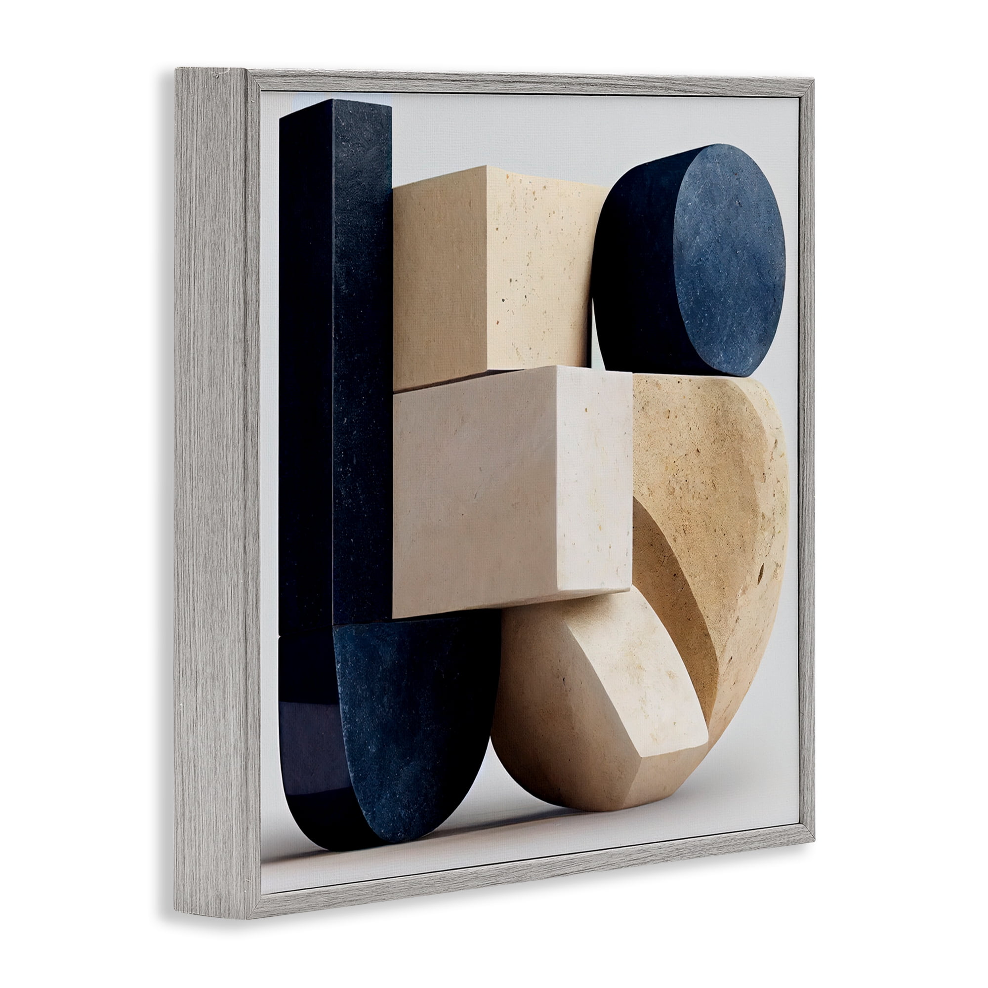 Shapes Of Things Geometric Contour Gray Framed Giclee Art, design by Sasha