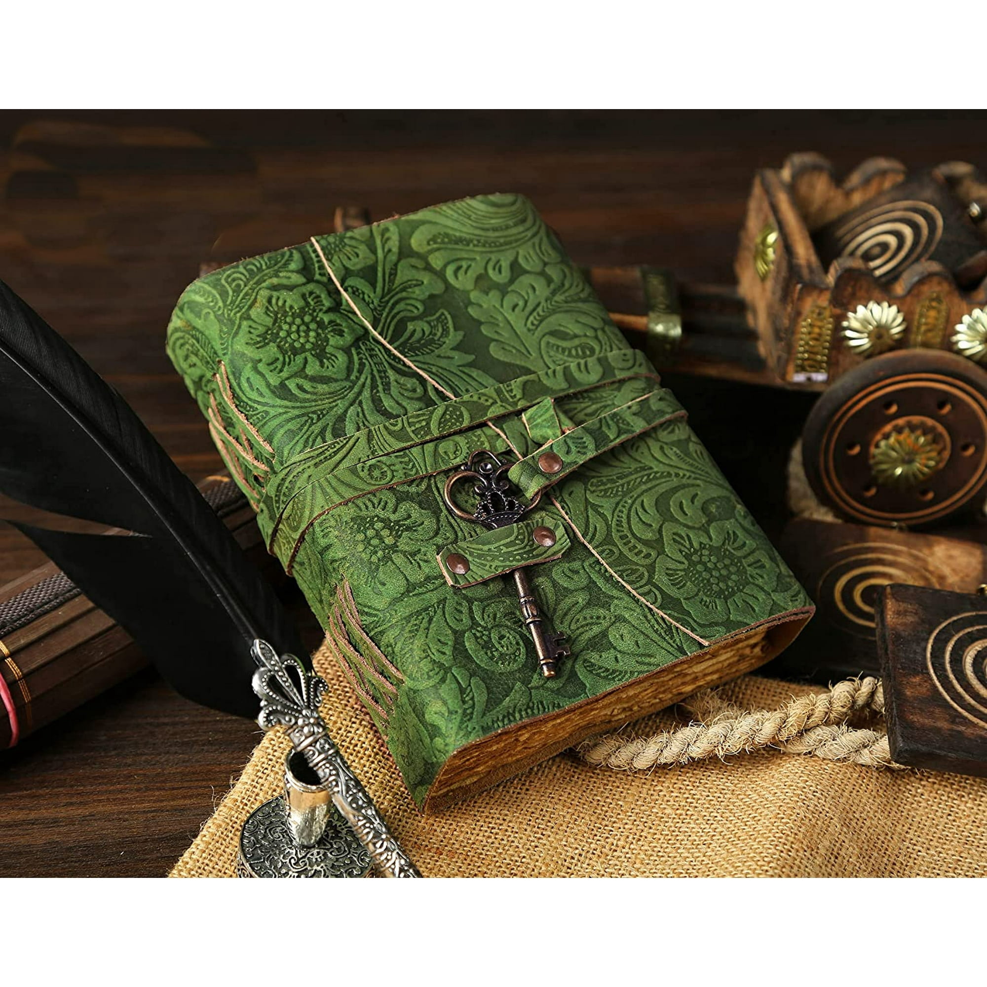 Seather Leather Journal - Antique Handmade Deckle Edge Vintage Paper Leather Bound Journal - Book of Shadows Journal - Leather Sketchbook - Drawing Journal - Grea 5 x 7 in, 200 Pages, 1 Count, 1 Pack