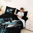 thumbnail image 3 of Castle Fairy Graffiti Dirt Bike Bed Sheets 4pcs for Boys, Teal Splash Print King Sheets for Bedroom, Teal Black, 3 of 6
