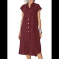 thumbnail image 1 of Vestido Camisero Midi de Relajado Vino Tinto L, 1 of 6