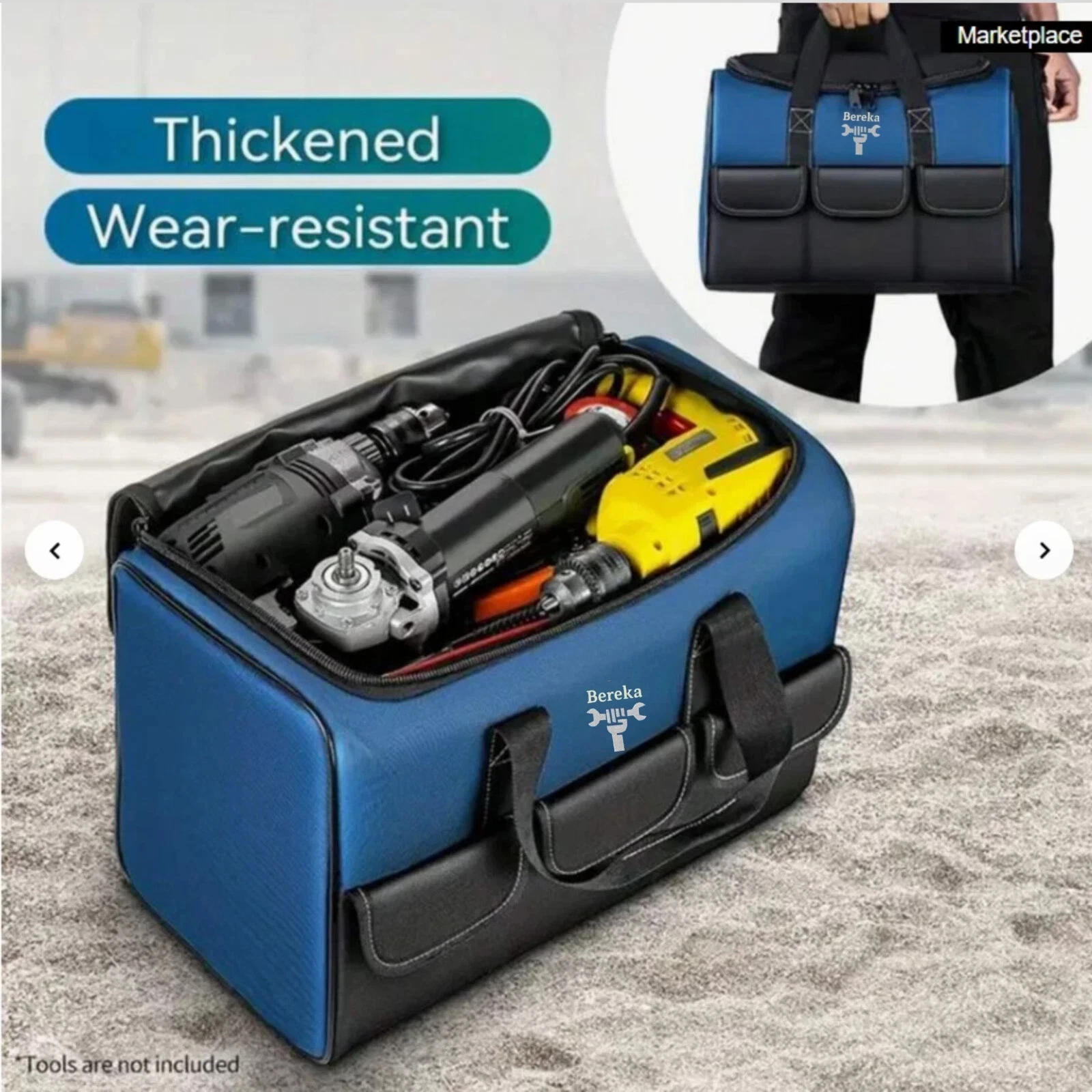 BEREKA Tool Bag Heavy Duty Multifunctional Large Capacity 17.3" Storage Bag