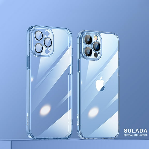 Nalacover For iPhone 12 6.1 inch Ultra Slim Clear Case,Luxury Crystal Transparent PC Bumper Shockproof Dust-proof Glass All-in-one Camera Lens Protector Fit Cover.For iPhone 12,Blue