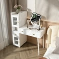 thumbnail image 2 of Dressing Table with LED Mirror & Storage – White Makeup Desk Features 3 Drawers, 2 Open Shelves, 2 of 9