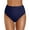 Dark Blue, variant on Women Simple Solid Color Breathable Stretch Swim Shorts Soft High Waisted Bikini Shorts