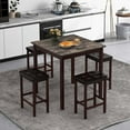 thumbnail image 1 of Costway 5 PCS Bar Table Set Square Dining Table & 4 PVC Leather Upholstered Bar Stools Brown, 1 of 10
