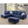 thumbnail image 6 of PonLiving Furniture Blue Leather Sectional Couch, Modern L-Shaped Sofa Set for Living Room, 6 of 14