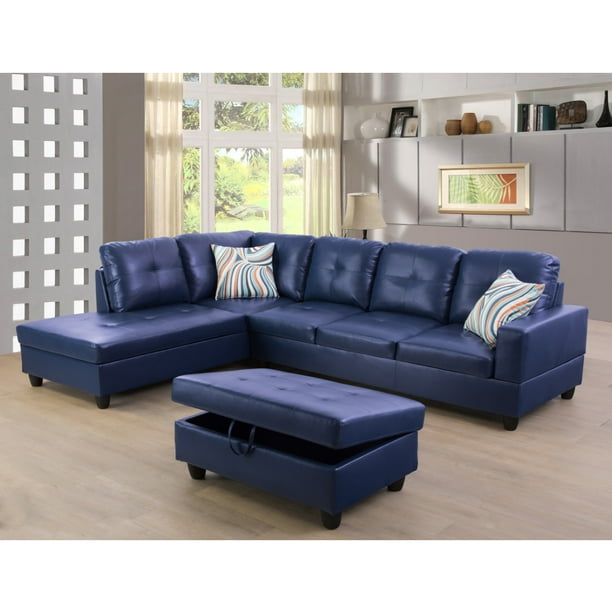 Modern Sectional Sofa Set 3pc L Shaped, Modern Sectional Leather Grey