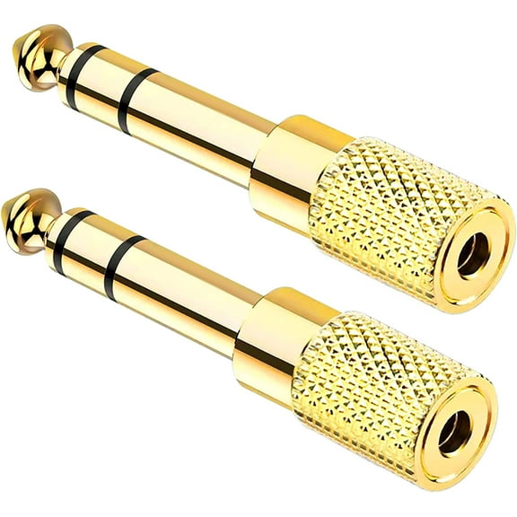 1/4 to 3.5mm Adapter, 1/8"(3.5mm) Female to 1/4"(6.35mm) Male Adapter, Quarter inch to 1/8 inch Stereo Headphone Adapter, Amp Adapter - 2 Pack