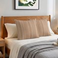 thumbnail image 6 of Pillow Covers 24x24 Set of 2, Brown Striped Throw Pillow Covers Decorative Couch Cushion Cover, Farmhouse Stripes Modern Vintage Microfiber Soft Square Pillowcases for Bedroom Living Room Sofa, 6 of 9