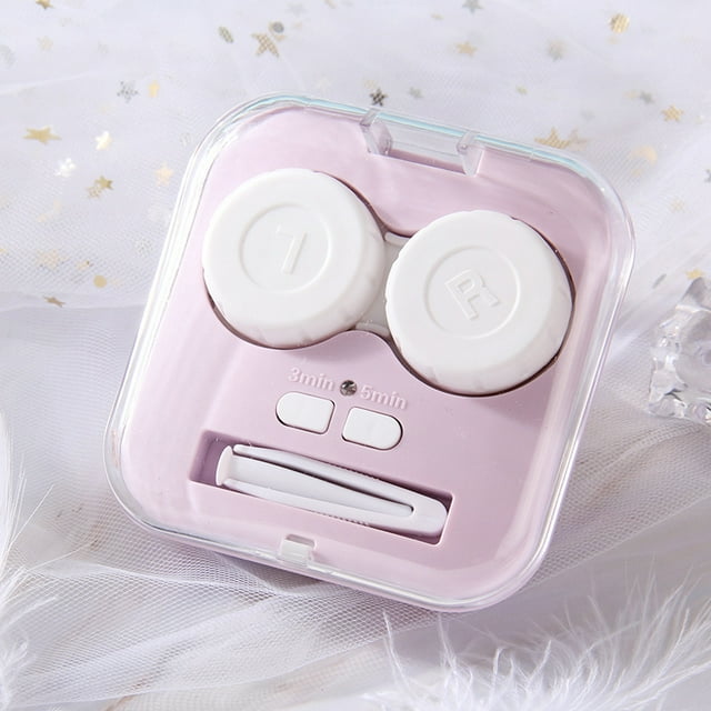 Contact Lens Cleaner, USB Rechargeable Contacts Cleaning Case, Portable Daily Care Faster Cleaning(Purple)
