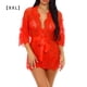 thumbnail image 1 of Mujeres Kimono Camisón Lencería de encaje Bata Sexy Malla de dormir, XXL, Rojo Scienceny XX000064-25, 1 of 7
