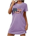 thumbnail image 7 of WREESH Comfort Nightwear Women's Short T-Shirt Dress 4th of July Theme Short Sleeves T-Shirt Dresses Purple, 7 of 7