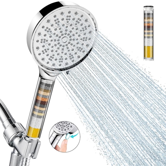 Cobbe Pomme de Douche Filtrée avec Douchette, Pomme de Douche Haute Pression à 6 Modes de Jet