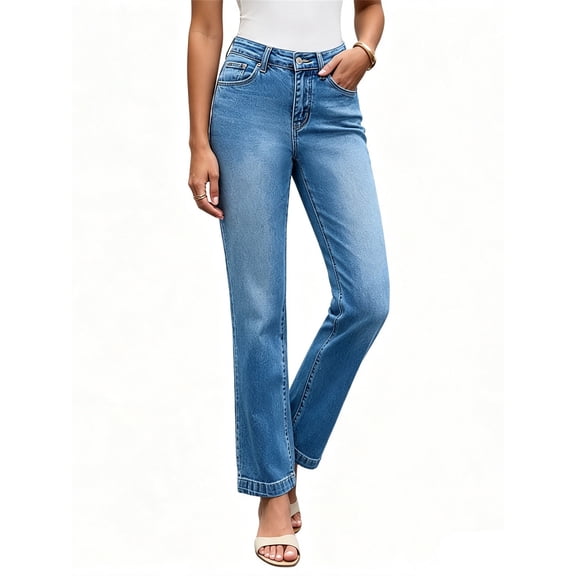 High Waist Women Mid Rise Skinny Straight Leg Jeans Denim Pants