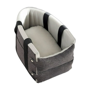 Small Dog Car Seat Center Console, Waterproof Cat Dog Booster for Small Pets Up To 12 Lbs, Anti-Scratch Leather, Metal Parts & Safety Tethers,Portable Pet Car Seat for Puppy Travel Bags